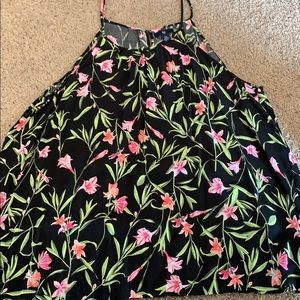 Pink and Orange Flowered Tank Top